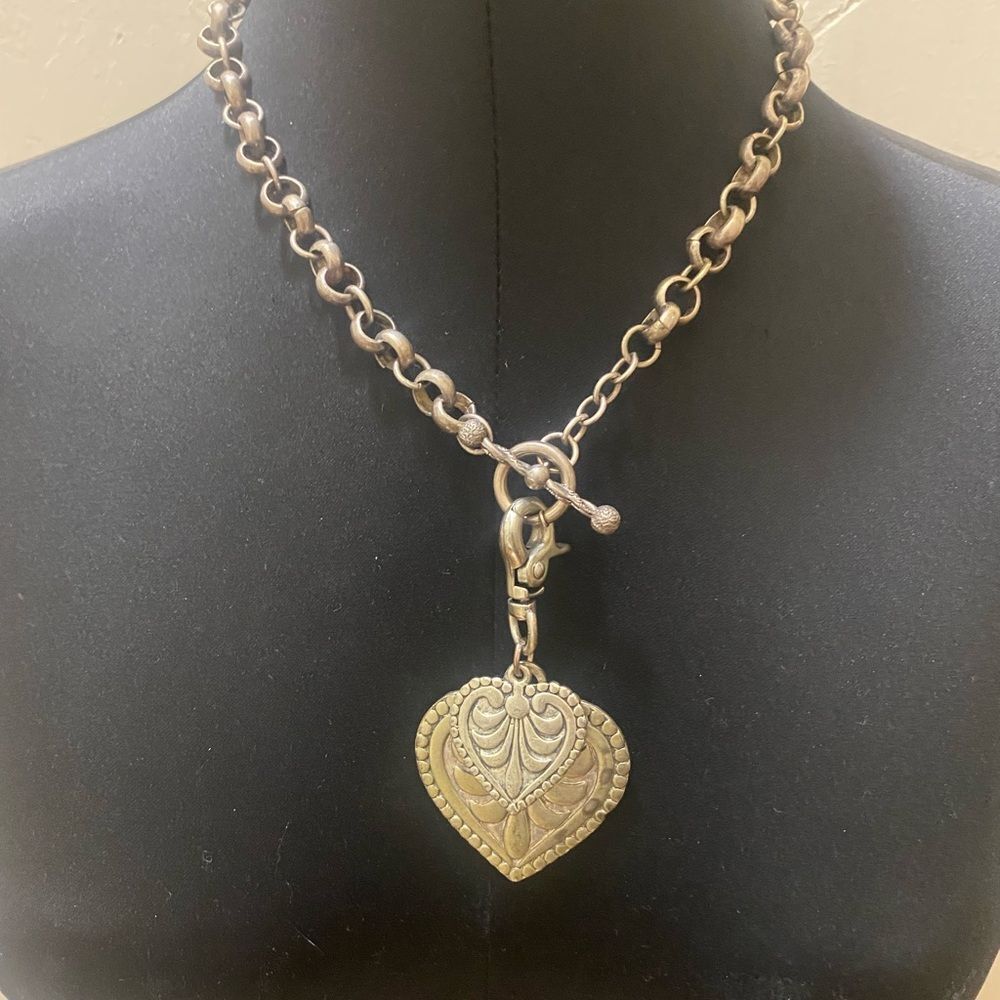 Vintage Silver double Heart Pendant Necklace